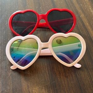 Heart-Shaped Sunglasses Set - Red and Pink